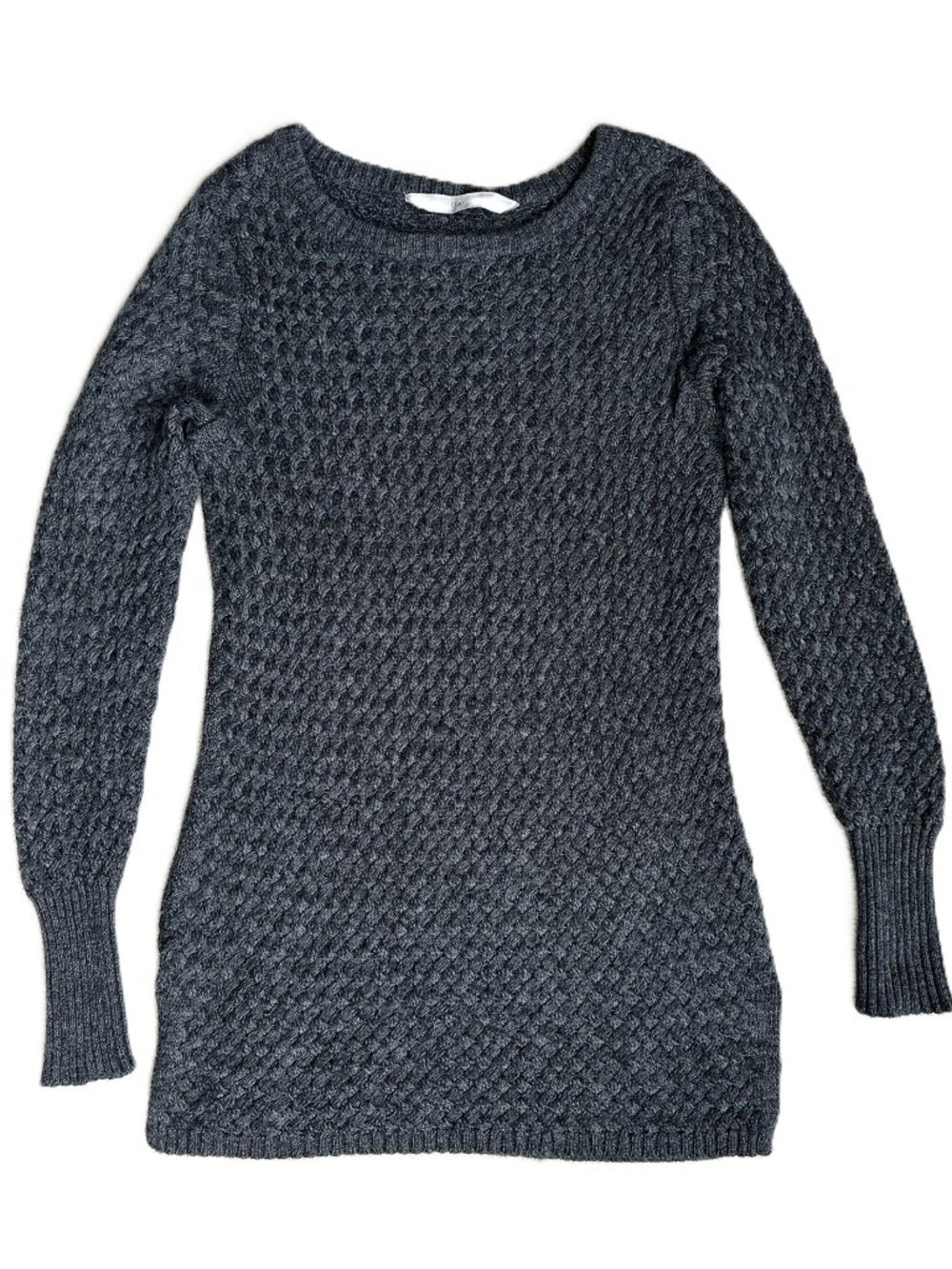 Athleta Charcoal Gray Basketweave Wool-Blend Tunic Sweater Women's Small Cypress